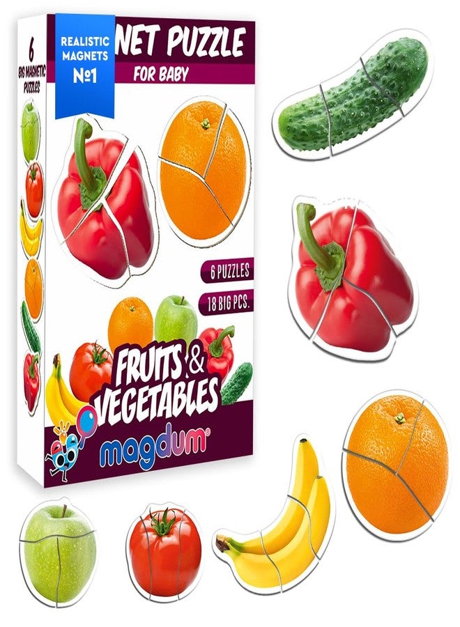 magdum Fruits & Vegetables Magnetic Puzzles for Kids - Fridge Magnets for Toddlers - Toddler Puzzle - Travel Toys for Children - Magnetic Travel Games Baby Toys - Magnets for Preschooler - Image 1